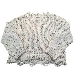 Miracle USA Women M/L Confetti Knit Distressed Hem Boho Cottagecore Sweater
